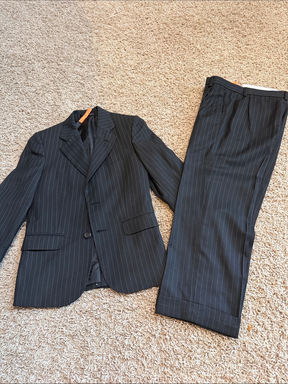 Chaps Boys Classic Black Pinstripe Suit Jacket & Pants